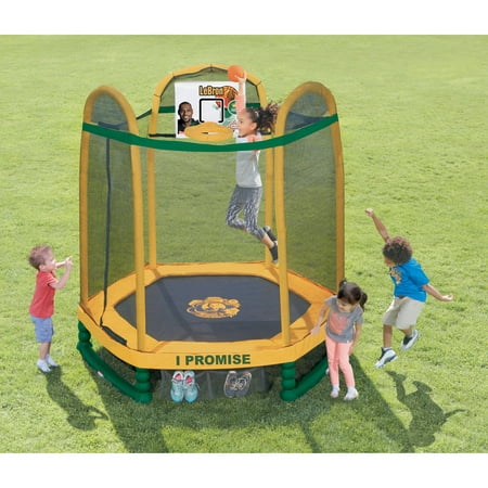 Little Tikes 7-Foot LeBron James Family Foundation Dream Big Trampoline, with Safety Enclosure and Padded Frame, (Best Size Trampoline For Family)