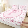 thumbnail image 4 of Manfei Cute Pink Bow Full Size Sheets For Girls,Letter F Monogram Bed Sheets For Kids,4 Pieces, 4 of 6