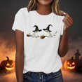 thumbnail image 2 of Htigea Halloween T-Shirts for Women Cute Graphic Short Sleeve Pullover Tops | Cute Ghost Graphic , Casual Crewneck Tee, Party Holiday Costume 2026 01#White M, 2 of 9