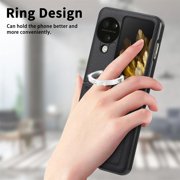 for Oppo Find N3 Flip Case with Ring, Slim PU Leather Protective Cover Phone Case Oppo Find N3 Flip ZH Black