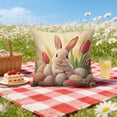 thumbnail image 2 of Vggrvlo Easter Pillow Covers 18x18 Bunny Eggs Polka Dot Cushion Case Decoration 3D Embroidered Velvet Rabbit Spring Cushion Case for Easter Bedroom Holiday Festivals Home Decorations, 2 of 7