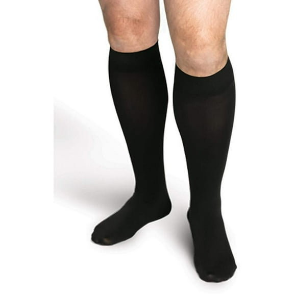 Sigvaris Specialty 554 Secure Men's 40-50 Closed Toe Knee High Compression Stockings w/Silicone Band Black M4 Long Full