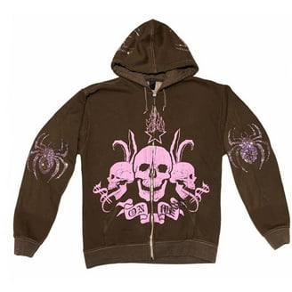 Rhinestone Graphic Hoodie with Head Cover,Oversized Aesthetic