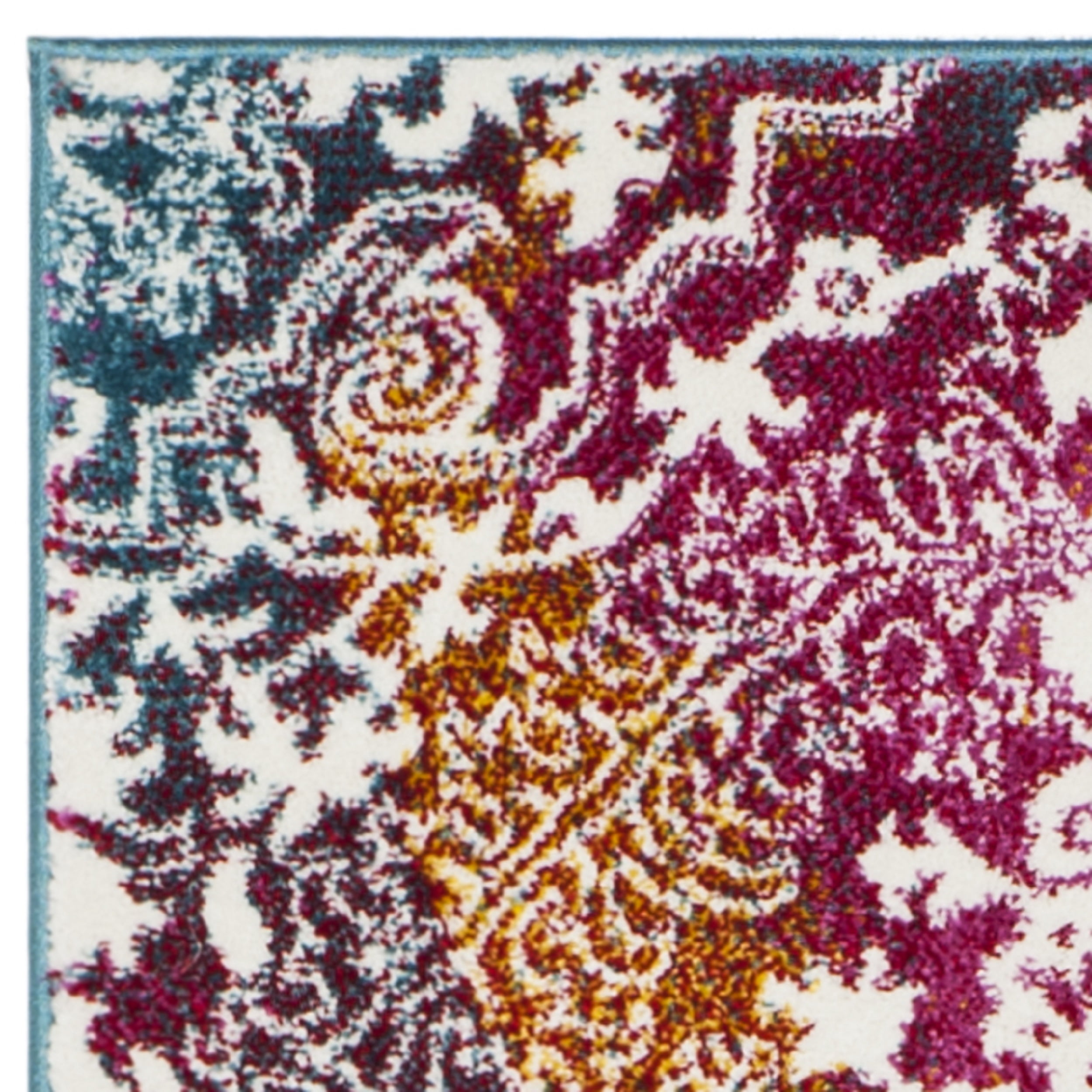 SAFAVIEH Watercolor Daven Abstract Colorful Runner Rug, Ivory/Fuchsia, 2'3" x 8'