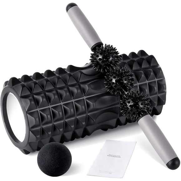 XISOBO 3 in 1 Fascia Roller Set Spine Foam Roller Massage Rollers Duoball Massage Sticks Massage Ball