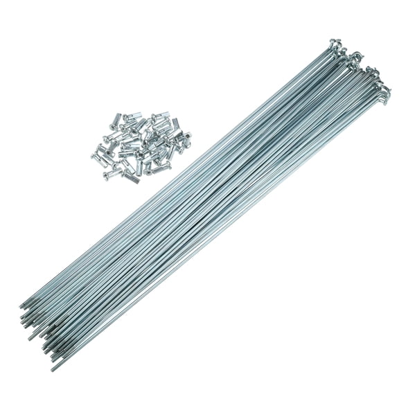 Unique Bargains 36 Pcs 4G J Bend 266mmx2mm Spokes with Nipples for Bike Bicycle Steel Silver Tone