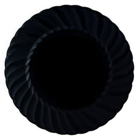 Black Rimmed Dinner Plate - Kaya Collection - Disposable Black Plastic Round 10.25