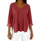 thumbnail image 3 of TaTaai Women's V Neck Imitation Denim Solid Color Long Sleeve Blouses, Street Fashion Loose Slim Soft Skin-friendly All Match Tops Gift, 3 of 6