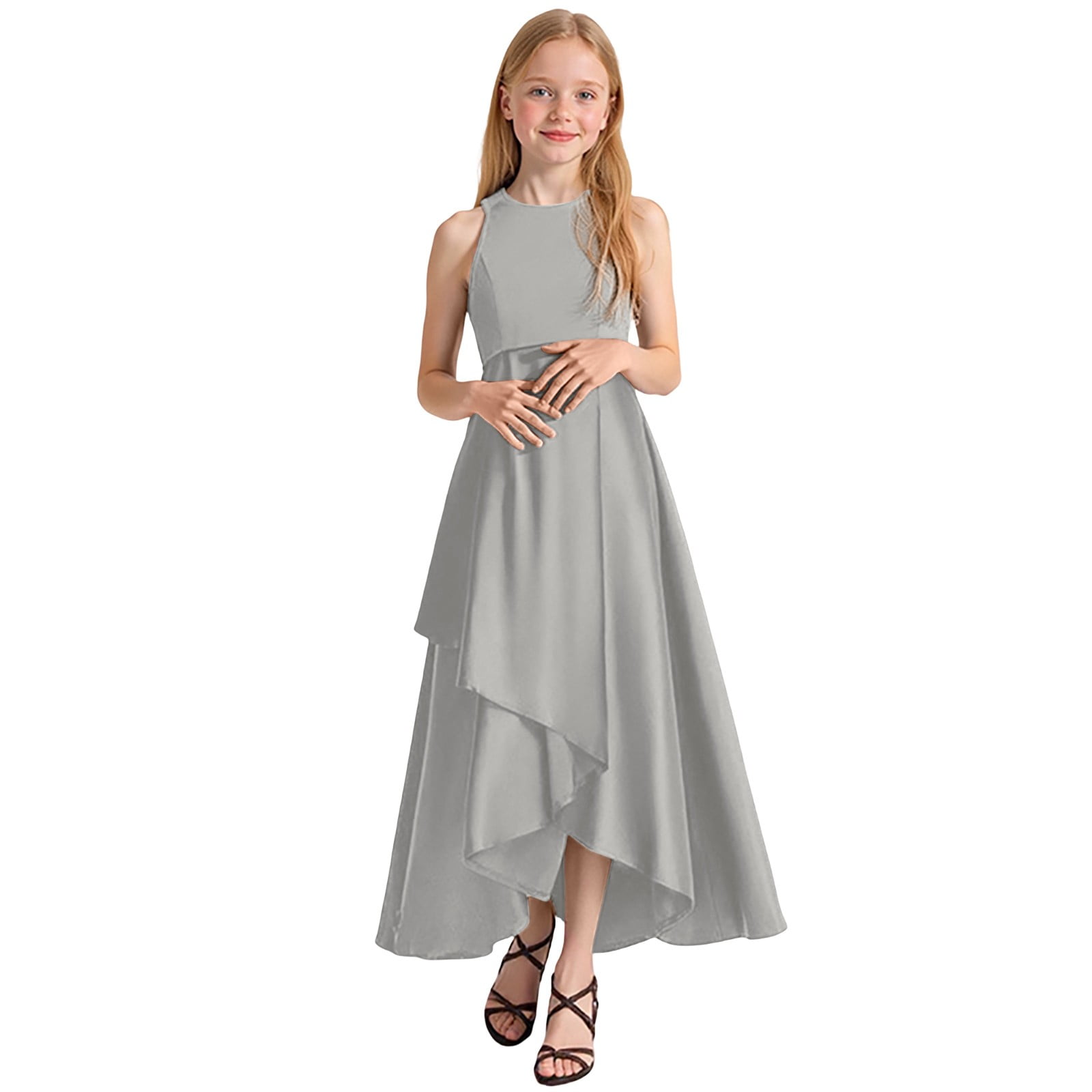 EHQJNJ Party Dresses for Girls 10-12 Short Front Long Back Girls Formal  Dresses Party Gown for Recital Performance Pageant Elegant Sleeveless  Summer Dress for Kids Toddler to Teen