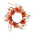 thumbnail image 2 of Fall Pumpkin Maple Leaves Wreath 9.8in Tabletop Centerpiece Garland Thanksgiving Front Door Hanging Home Dining Fireplace Candle Ring Decor, 2 of 8