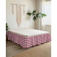 thumbnail image 2 of Plaid Red,Wrap Around Bed Skirts for California King Bed 16" Drop,Bed Skirt with Adjustable Elastic Belt Dust Ruffle Bed Valance for Bedroom Abstract Minimalistic Geometric Lattice Bed Frame Cover, 2 of 7