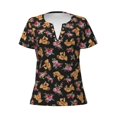 thumbnail image 3 of Naloa Rose Flower Bear Print T-Shirts Short Sleeve V Neck Tees for Women Fashion Tops Trendy Lightweight Soft Casual Summer Outfits Clothes, 3 of 5