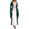 thumbnail image 6 of Dpjklzsn Women's Plus Size Medieval Renaissance Gown with Lace Up Bodice, Long Bell Sleeves and Floor Length Skirt, 6 of 9