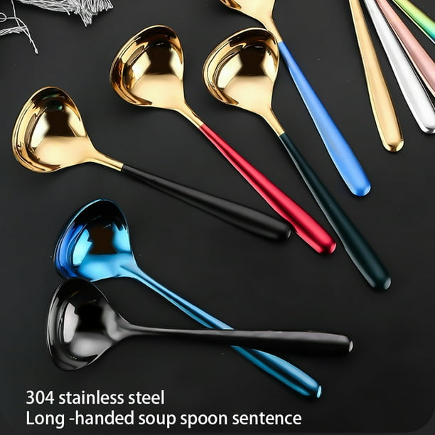Decodeary Sauce Cuillère Miroir de Remplacement Portable Poli Lisse Cuisine Restaurant Soupe Louche Scoop Accessoires Noir 1Set