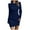 Dark Blue, variant on Womens Sweater Dress High Collar Long Sleeve - Solid Color Knitted Dress, Polyester/Spandex - Casual/Party, All Seasons - Sizes S to XXXXXL