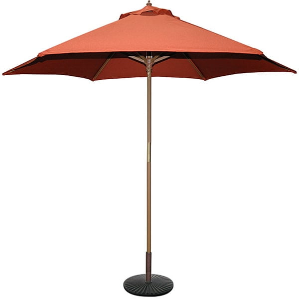 TropiShade 9 ft Teak Finish Light Wood Market Umbrella with Rust
