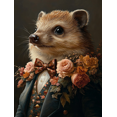 thumbnail image 1 of Qisvanset 12x16 Inch 2D Flat Framed Canvas Art, Regal Hedgehog Floral Suit Bowtie Cottagecore Whimsical Wall Art, 1 of 5