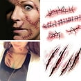 thumbnail image 1 of Tatuajes Temporales (10 Hojas) Pegatinas de Tatuajes de Cicatrices de Zombis de Halloween, 1 of 5