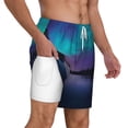 thumbnail image 3 of Picia Night At Lake Aurora pattern Mens Swim Trunks with Compression Liner Stretch Beach Shorts Quick Dry with Zipper Pockets No-Chafing Board Shorts-Large, 3 of 9
