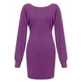 thumbnail image 5 of AOOCHASLIY Clarance Dresses for Women 2022Women Fashion Sexy Solid Color Backless Bandage Hollow Out Long Sleeve Slim Mini Dress, 5 of 9
