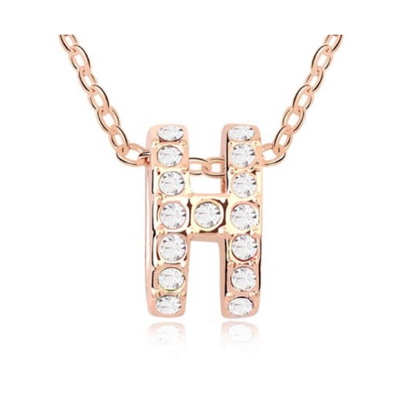 KATGI Fashion 18K Gold Plated Letter H Austrian Crystal Pendant Necklace