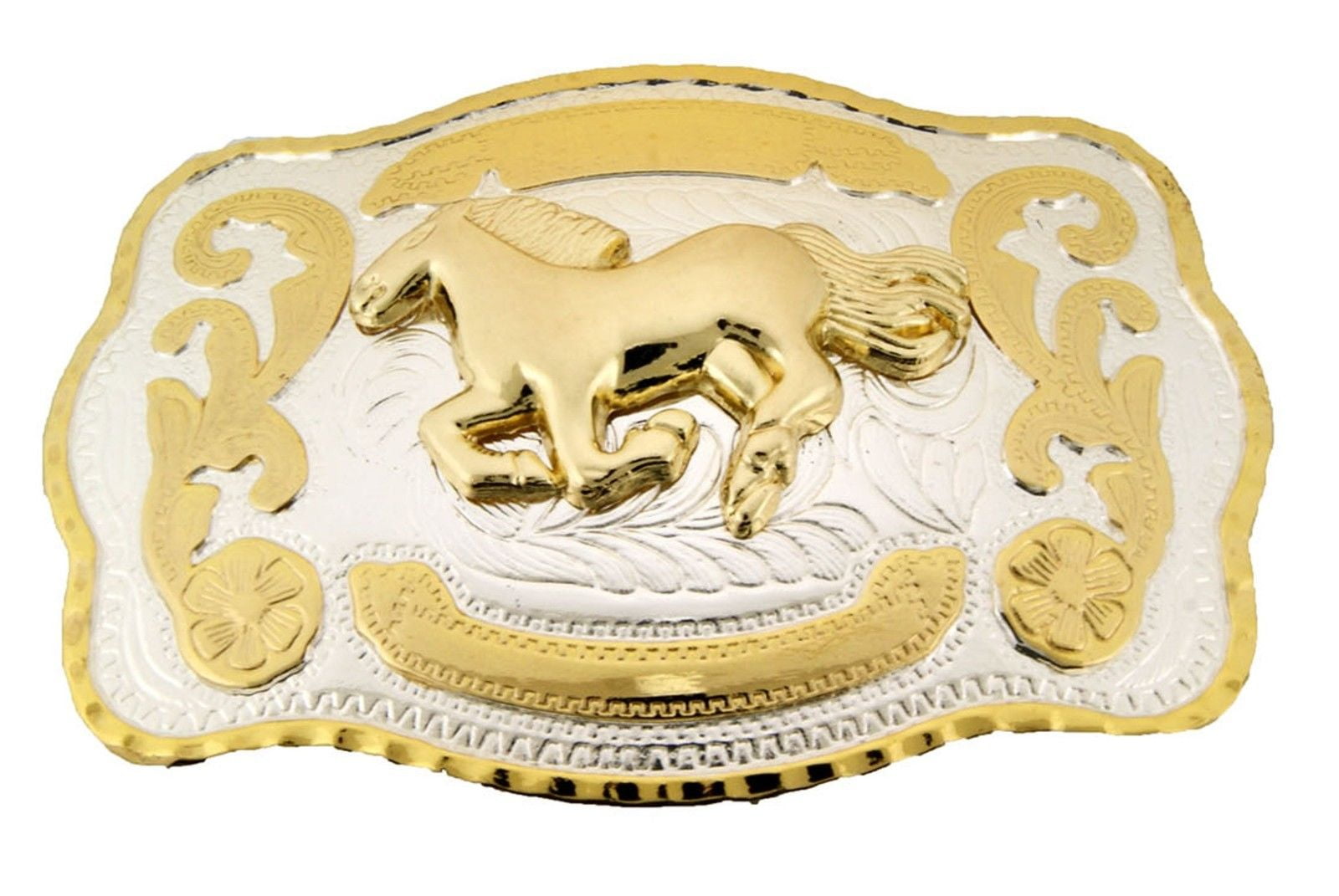 Men Western Fashion Belt Buckle Silver Metal Cowboy Gold Rodeo Horse Bling Oval 