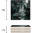 thumbnail image 3 of FMSHPON Halloween Gothic Architecture Horror Night Trees Black Set of 4 Coaster for Drinks, Absorbent Ceramic Stone Coasters Cup Mat with Cork Base for Home Kitchen Room Coffee Table Bar Decor, 3 of 4