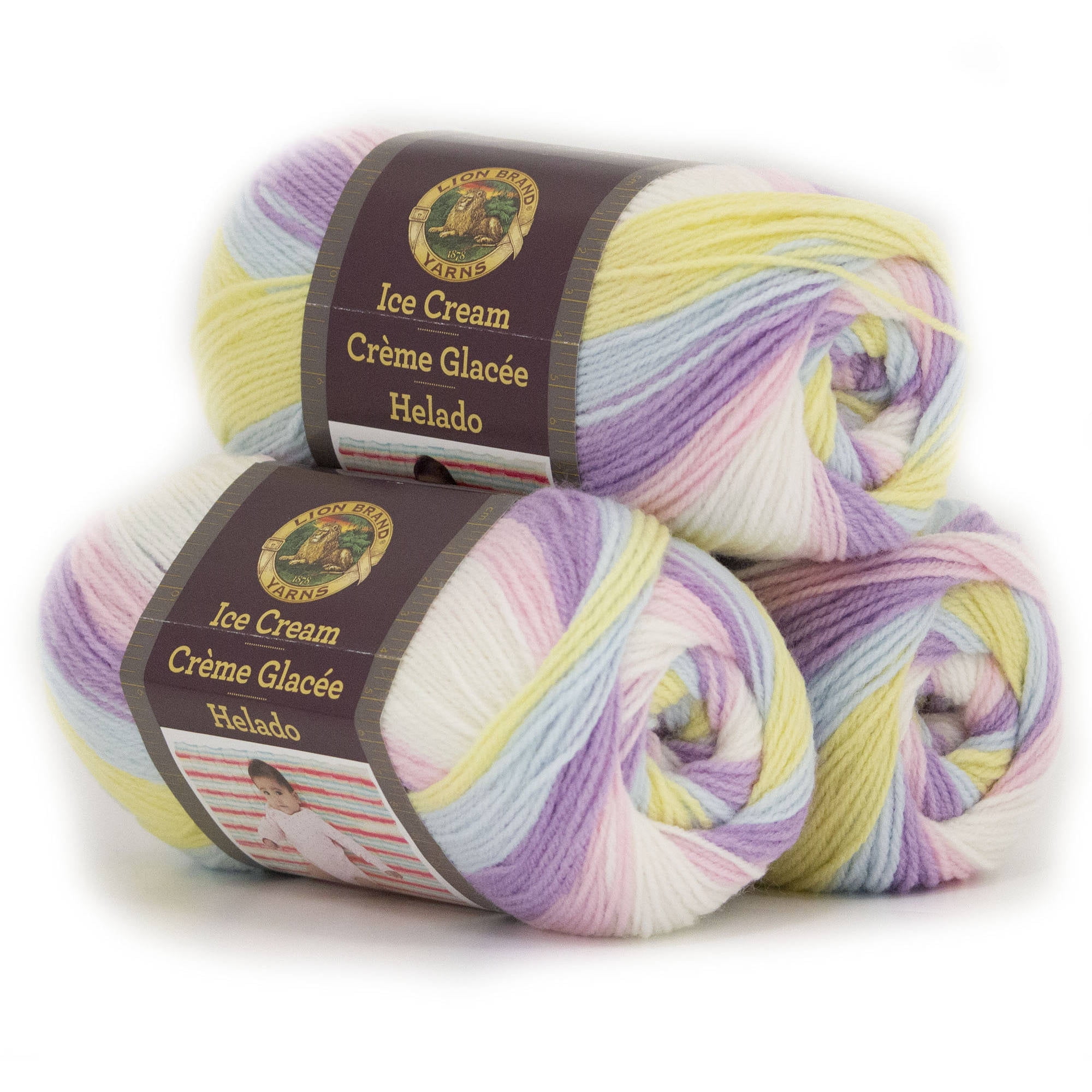 Lion Brand Yarn Ice Cream Cotton Candy SelfStriping Baby Light Acrylic