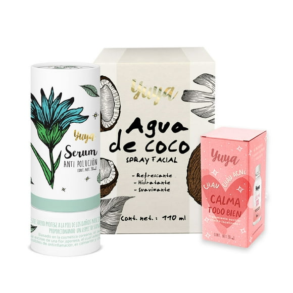 Set Agua de Coco Hidratante Yuya Suero Anti Polución Tratamiento Antiacné