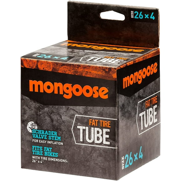 Mongoose Bicycle Tube for Fat Tire Bikes, Schrader Valve, Multiple Sizes