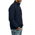 thumbnail image 4 of QSAWXQZ Men's Solid Sweatshirt Long Sleeve Quarter Zip Stand Collar Pullover Top for Spring Navy 3XL, 4 of 5