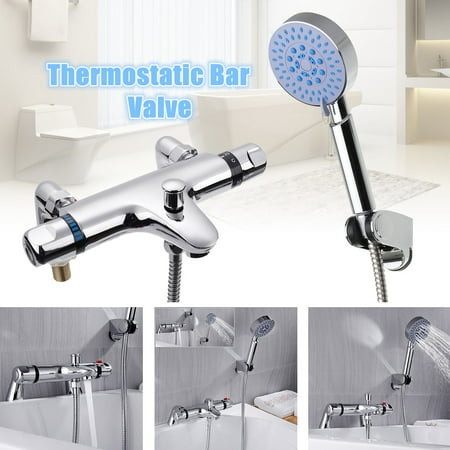 Thermostatic Bathroom Taps Bath Shower Mixer Tap Handset Deck Mounted Valve