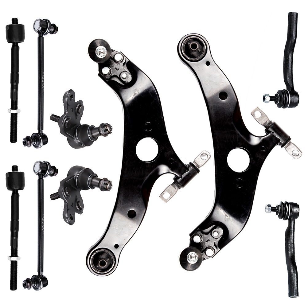 ECCPP 10pcs Lower Control Arm Inner Tie Rod End Outer Tie Rod End Sway Bar End Link Lower Ball Joint fit for 2004-2010 For Toyota For Sienna