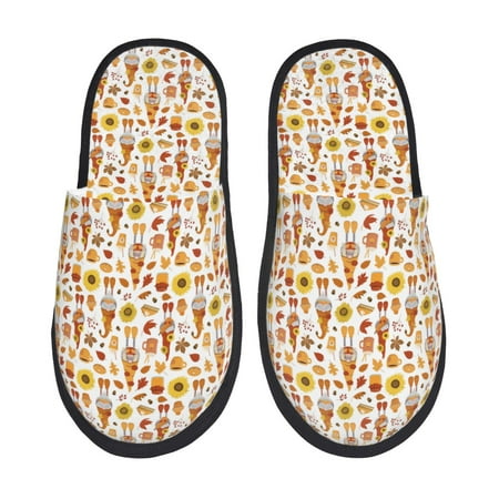 Balery Gnomes Autumn Harvest Slient Indoor Furry Fleece Comfort House Shoes Soft Non-Slip Home Shoes Cotton slippers House Slippers-- Medium