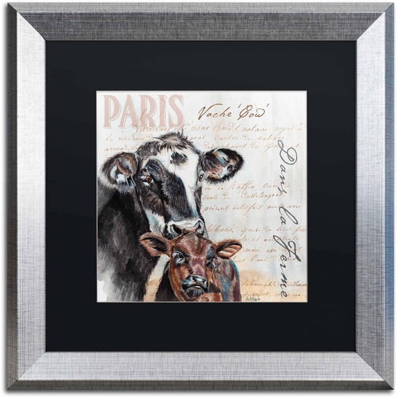 Trademark Fine Art "Dans la Ferme Horse" Canvas Art by Jennifer Redstreake Black Matte, Silver Frame