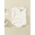 thumbnail image 2 of Bagilaanoe Newborn Baby Girl Knit Rompers Flowers Sleeveless Bodysuits Infant Casual One Piece Short Jumpsuit, 2 of 4