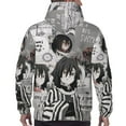 thumbnail image 2 of Casual Long Sleeves Sweatshirt Demon Slayer Iguro Obanai Pullover Hoodie Active Sweater Tops for Men Women Teen Large, 2 of 7