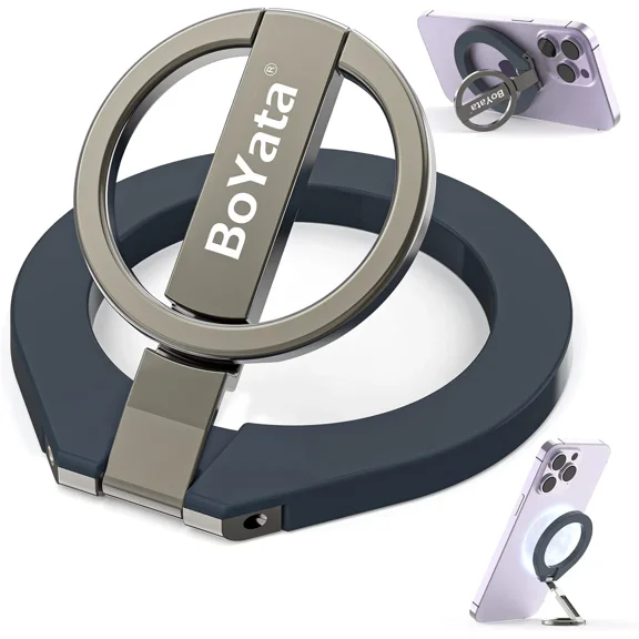 BoYata Magnetic Phone Ring Holder, 360° Rotating Phone Grip for MagSafe Phone Holder, Phone Stand
