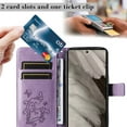 thumbnail image 6 of SaniMore for Google Pixel 7A Case, 3D Butterfly Embossed Magnetic Wallet Case for Girls Women, PU Leather TPU Interior Flip Kickstand Card Holder + Wrist Strap for Google Pixel 7A, Purple, 6 of 6