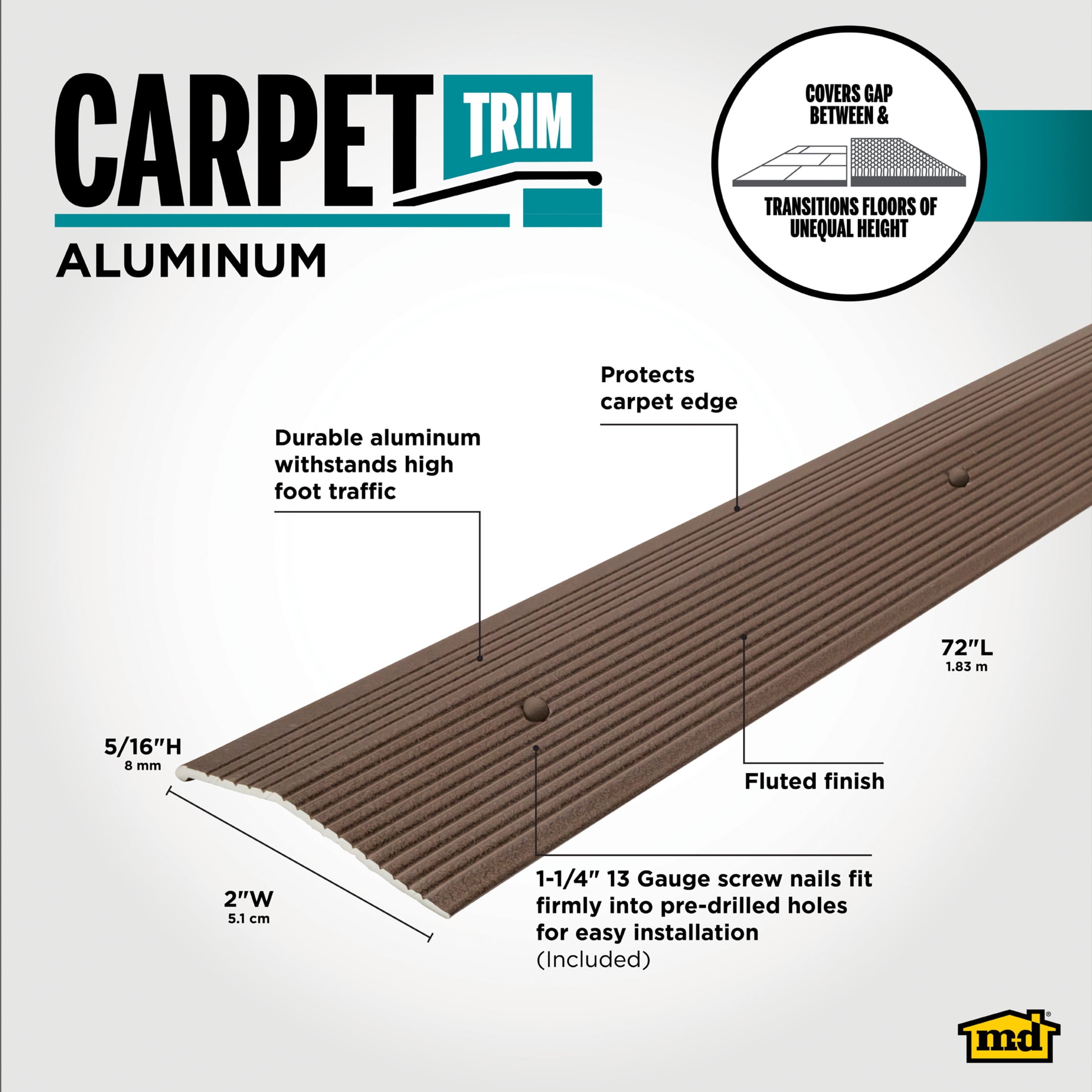 M-D Building Products, Aluminum Carpet Trim, 66271, Matte Black