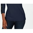thumbnail image 3 of Karen Scott Women's Petite Cotton Studded Boat-Neck Top Navy Size PS, 3 of 3