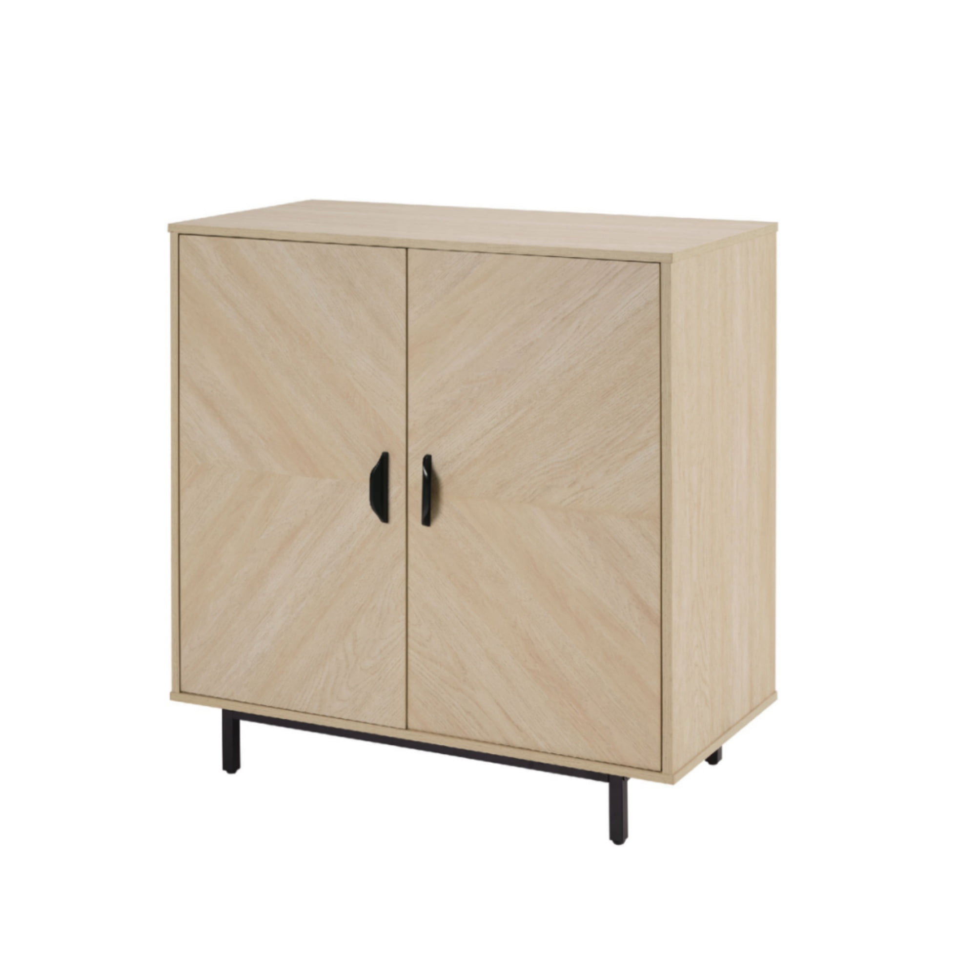 GARITIN Modern Wood Grain Accent Cabinet with Doors, Buffet Sideboard Storage Cabinet with Adjustable Shelf and Concealed European Hinges, Stylish Organizer for Living Room Kitchen Entryway, Yellow