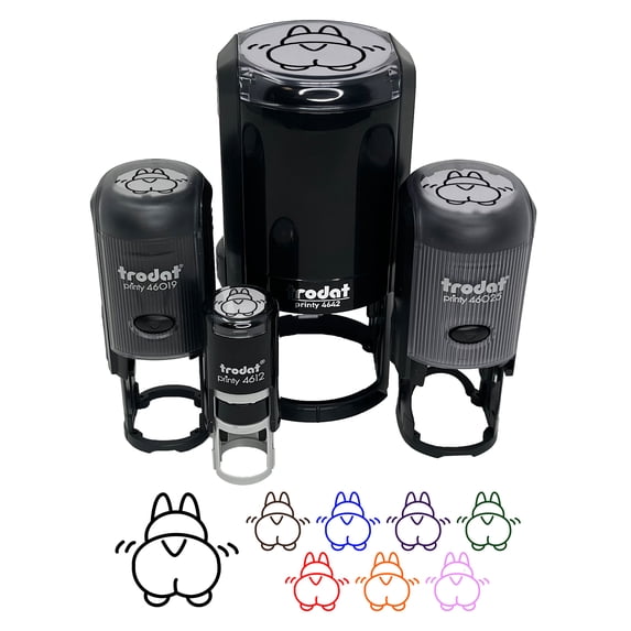 Corgi Butt Dog Doodle Self-Inking Rubber Stamp Ink Stamper - Yellow Ink - Small 3/4 Inch