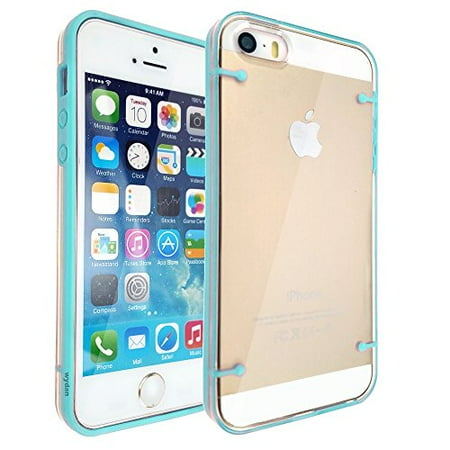 Apple iPhone 5 5S Case - Wydan Slim Bumper Clear Transparent Shock Absorbant Cover Blue