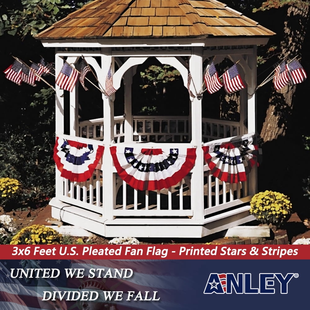 Anley USA Pleated Fan Flag, 3x6 Ft American US Bunting Flags - United States Half Fan Banner (6 Pack)