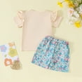 thumbnail image 4 of 3T Girls Outfits Baby Girl Summer Clothes Ruffle Short Sleeve T-Shirt and Shorts Toddler Girls 2 Piece Short Easter Outfit Blue,12-18 Month, 4 of 5