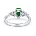 thumbnail image 4 of Three Stone Teardrop Pear Art Deco Green Emerald CZ Ring Band 925 Sterling Silver Size 5, 4 of 5