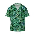 thumbnail image 2 of Lsque Monstera Leaves print Men's Cuban Collar Short Sleeve Shirt Summer Beachwear Casual Button Down Fashionable Vacation Leisure Shirt-XX-Large, 2 of 7