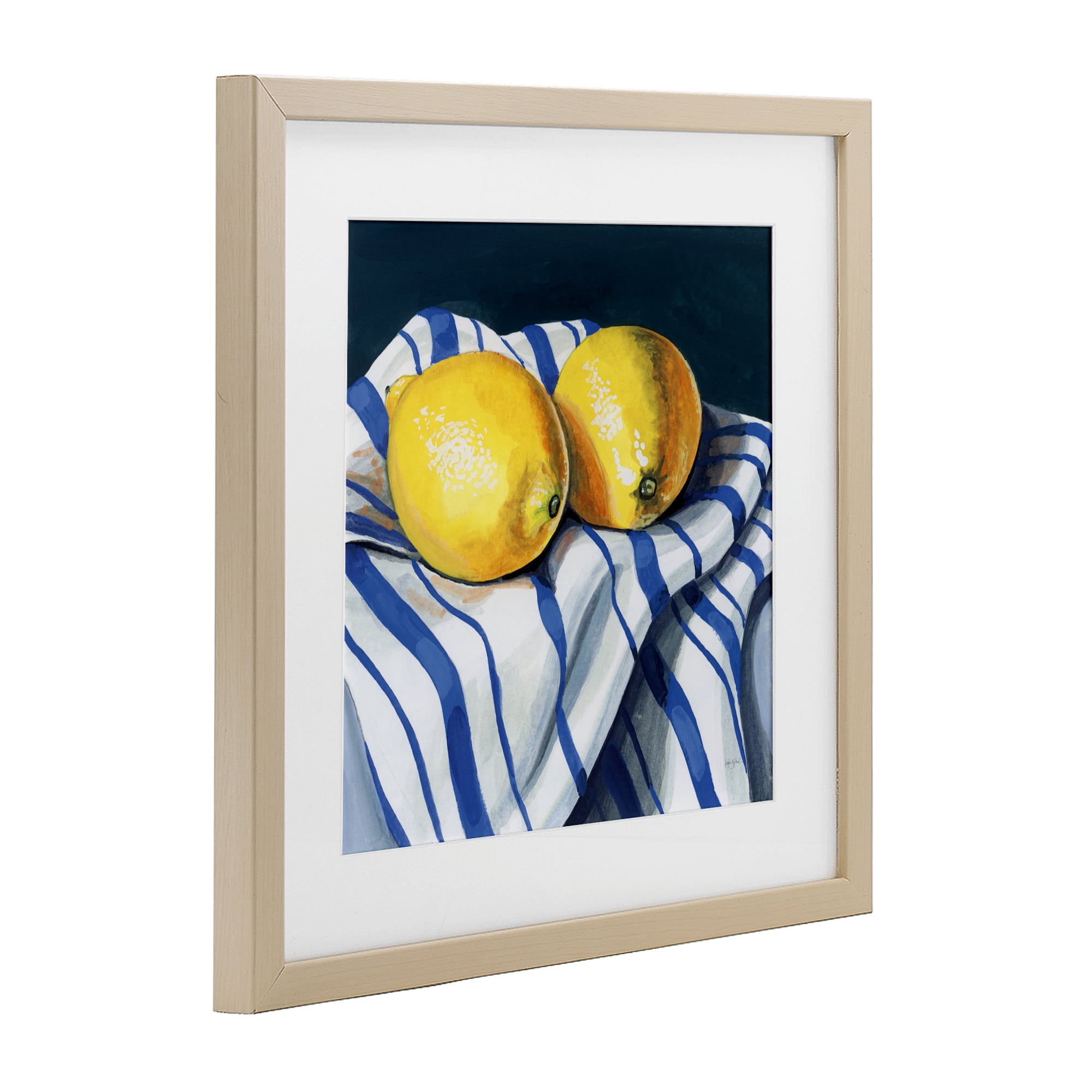 Stupell Industries Fresh Kitchen Lemons on Dishtowel Birch Framed Print Under Glass, design by Kate Jarvik Birch