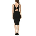 thumbnail image 3 of INSPIRE CHIC Women's Midi Sexy Deep V Neck Twist Front Cut Out Dress Sleeveless Split Bodycon Dresses Black XS, 3 of 5